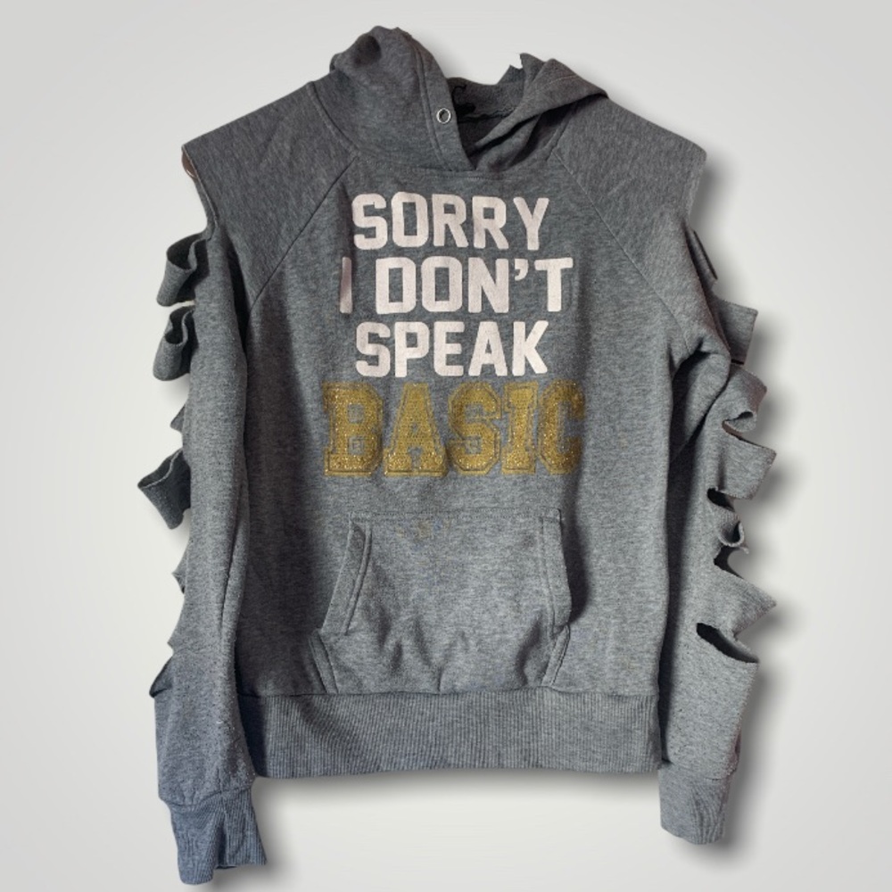 Grey Cut Out Sleeve Hoodie